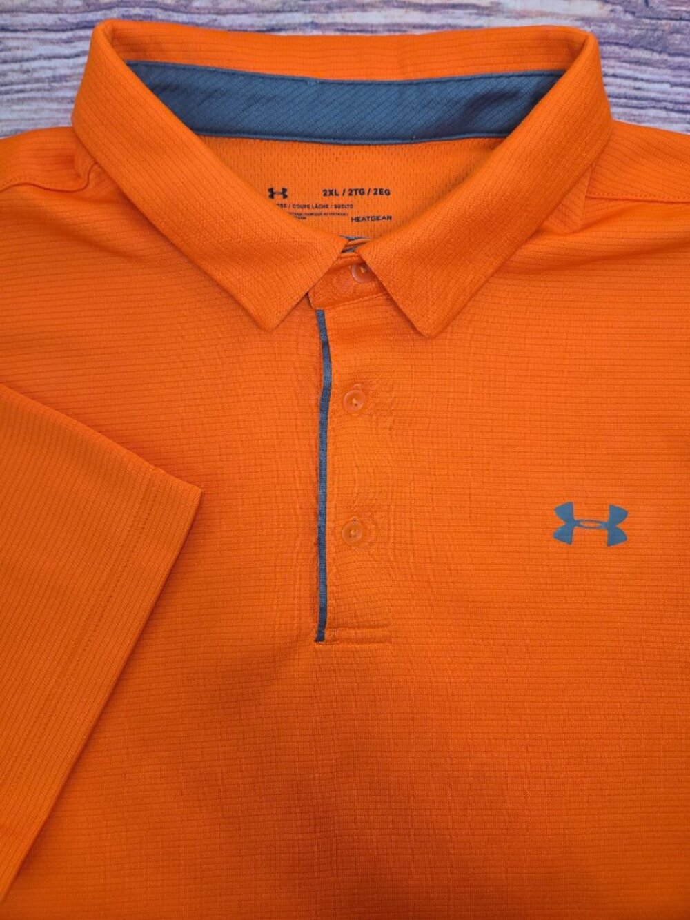 Under Armour Mens 2XL Orange HeatGear Polo Shirt Loose Fit